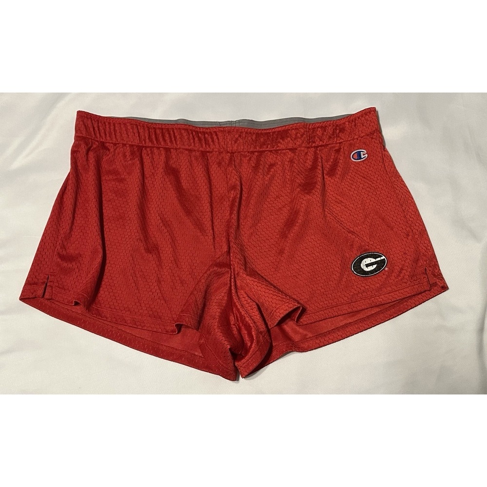 Champion Georgia Bulldogs Red Athletic Shorts Women's NCAA Mesh Running Gym